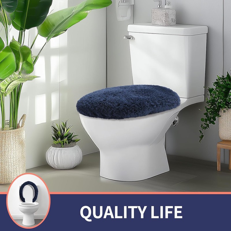 Microfiber Elongated Toilet Seat Cover 19.5"x 15" Machine Washable