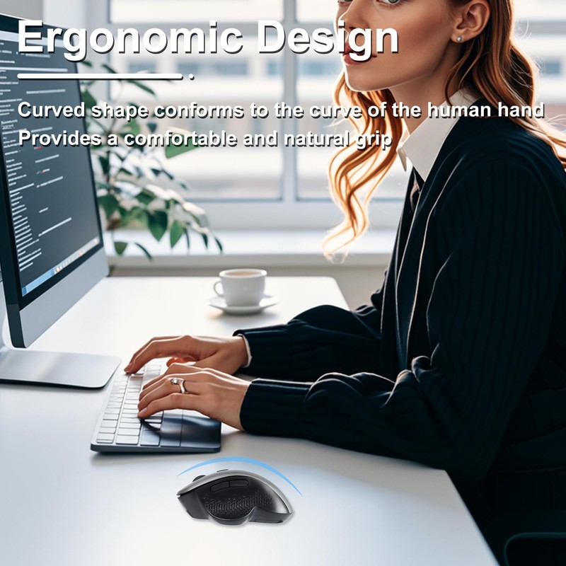 Ergonomic Wireless Mouse Bluetooth & 2.4GHz Dual-Mode Vertical Mouse Rechargeable