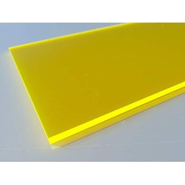 Acrylic C fluorescent yellow Perspex sheet, 500 x 500 x 3 mm Plate cut fluorescent