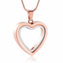 Minicremation Glass Heart Urn Necklace for Ashes for Women Men Stainless Steel Customized Cremation Jewelry Memorial Lockets for Ashes Keepsake Funeral Pendants