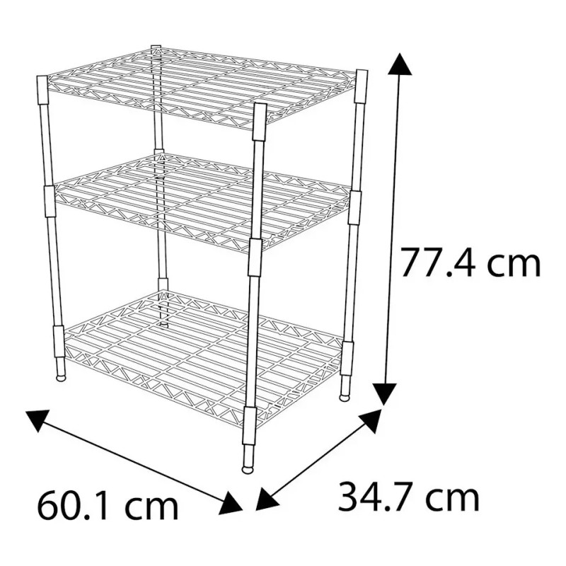 HDX o HYPER TOUGH Estante Anaquel Cromado 3 Niveles 340