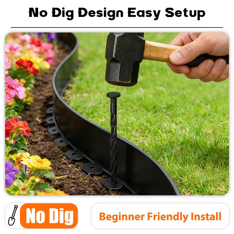 ESOHOT 4 inch Tall Landscape Edging Kit 100FT Garden Edging