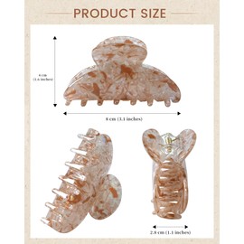 ACECHA 4 Pack Acrylic Hair Claw Clips for Women, 3.1" Shiny Nonslip Hair Grip Hairclips for Thin and Thick, Banana Barrettes Hair Clups Strong Hold Hair Accessories (Purple, Brown, Pink, Grey)