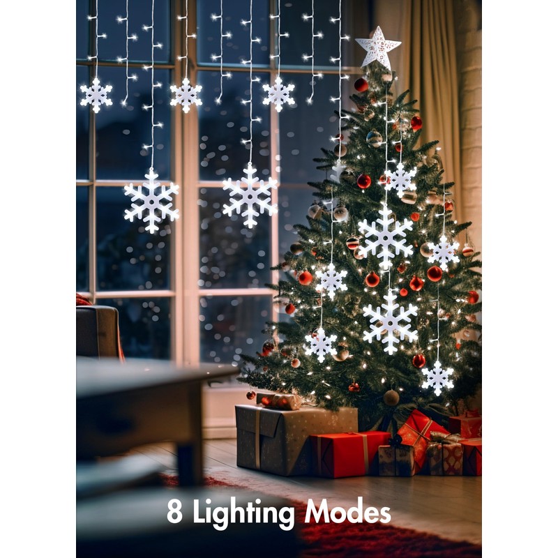Brightown Snowflake Lights,2 Sets Total 40Ft 456 Pure White LEDs,