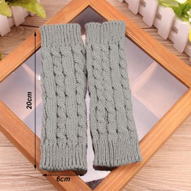 VEGCOO Fingerless Gloves, 2 Pairs Soft Knit Wrist Warmers Gloves, Winter Half Fingerless Gloves for Girls, Fingerless Winter Gloves Gift for Christmas Gifts(Black, Light Grey)