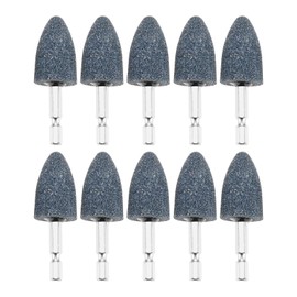 dophee 10Pcs 25mm Cone Shape Aluminum Oxide Mounted Grinding Stones Rotary Grinding Bits with 1/4" Hex Shank for Electric Rotary Tools Drill Grinder