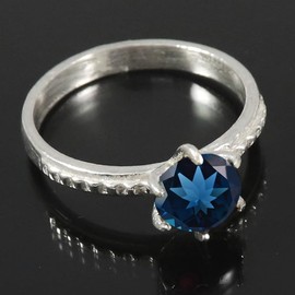 JEWELSTREZORO Londoner blauer Topas im Labor gezüchtet Edelstein-für Herren und Damen, alle Größen, 925 SterlingSilber Band Ring, Geschenkartikel, Schmuck TSR358AT_21 (67 (21.3))