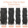 Mscat Clip-in Wavy Hair Extensions 4PCS Thick Hairpieces Black Brown