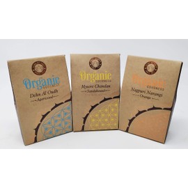 Organic Goodness Wax Melts 3 Mix Fragrances Pack, 9 wax melts in One pack- Oudh, Sandalwood, Orange with JRose Souvenir (6)