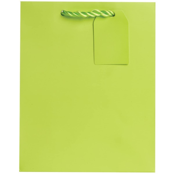 Jillson Roberts 6-Count Medium 8" x 10" x 4" All-Occasion Gift Bags Available in 20 Solid Colors, Lime Green Matte
