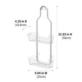 APLOP 2-Tier Shower Caddy Hanging,Rustproof Stainless Steel,Bathroom Storage Organiser,No Drill Hanging Shower Shelf with Removable Hook,Chrome
