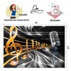 Microphone Music Note Photography Backdrop, Polyester, 9x6ft