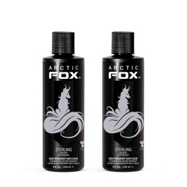 Arctic Fox Semi-Permanent Hair Dye, Vegan & Cruelty-Free, Pastel Silver Toner for Platinum Blonde, Conditioning Formula, Ammonia & Peroxide Free, STERLING, 8 Fl Oz (Pack of 2)