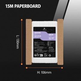 Abma Cord 2mm Paracord 15m Nylon Rope 3 Strands Type I Cord for DIY, Camping, Outdoor - Max. 90kg (200lbs) - White