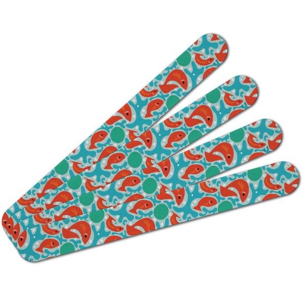 Artsy Orange Fishes on Blue Pattern Double-Sided Nail File Emery