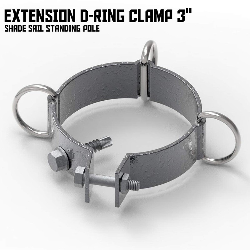 TANG 3" inch D-Ring Clamp for Sun Shade Sail Pole
