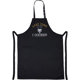 EXPRESS-STICKEREI Unisex Cooking Apron with Embroidered Design Funny Cooking Apron BBQ Apron for Women/Men Adjustable Bib Apron Kitchen Apron Gift BBQ Fans Hobby Chef Baker, Last time i cooked -