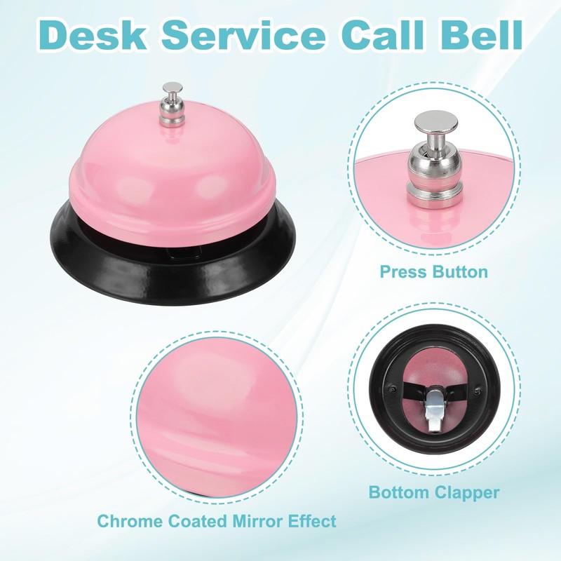 sourcing map 2Pcs Desk Service Call Bell, 3.35 Inch Metal