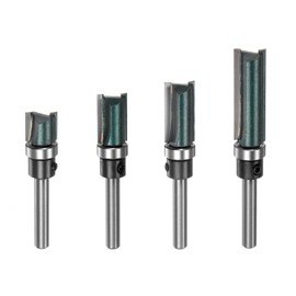 HARFINGTON Pattern Flush Trim Router Bit 0.24" Shank 1/2" Cutting Dia 0.43", 4/5", 1", 1-1/2" Cutting Length Precise Cutting Milling Cutter Tool with Bearings for Woodworking, Dark Green