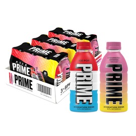 PRIME HYDRATION Duo - ICE POP, Strawberry Banana, Sports Drinks, Electrolyte Enhanced for Ultimate Hydration, 250mg BCAAs, B Vitamins, Antioxidants, Low Sugar, 16.9 Fl Oz (Pack of 24)