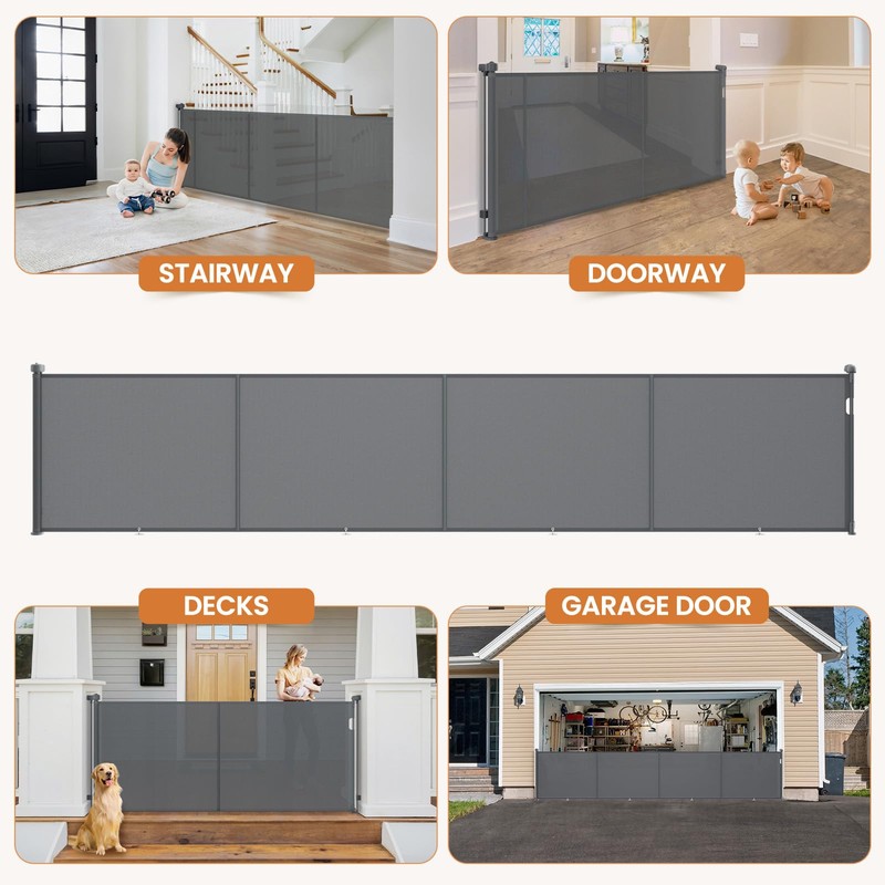 Upgrade 200 inch Extra Wide Retractable Baby Gates, 42 inch