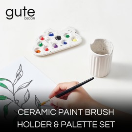 Painter's Cup & Palette Set for Painters & Artists Lovers - Round Cloud Paint Tray, & Palette with Water Cup & Clever Cutout for Brush Painters, Painter Gift for Artists, Student Oil Watercolor Craft