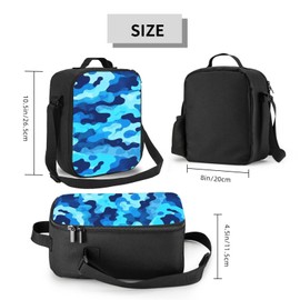 CAIBO Blue Camo Lunch Box for Kids Adults Girls Boys Reusable Insulated Lunch Bag for School and Daycare