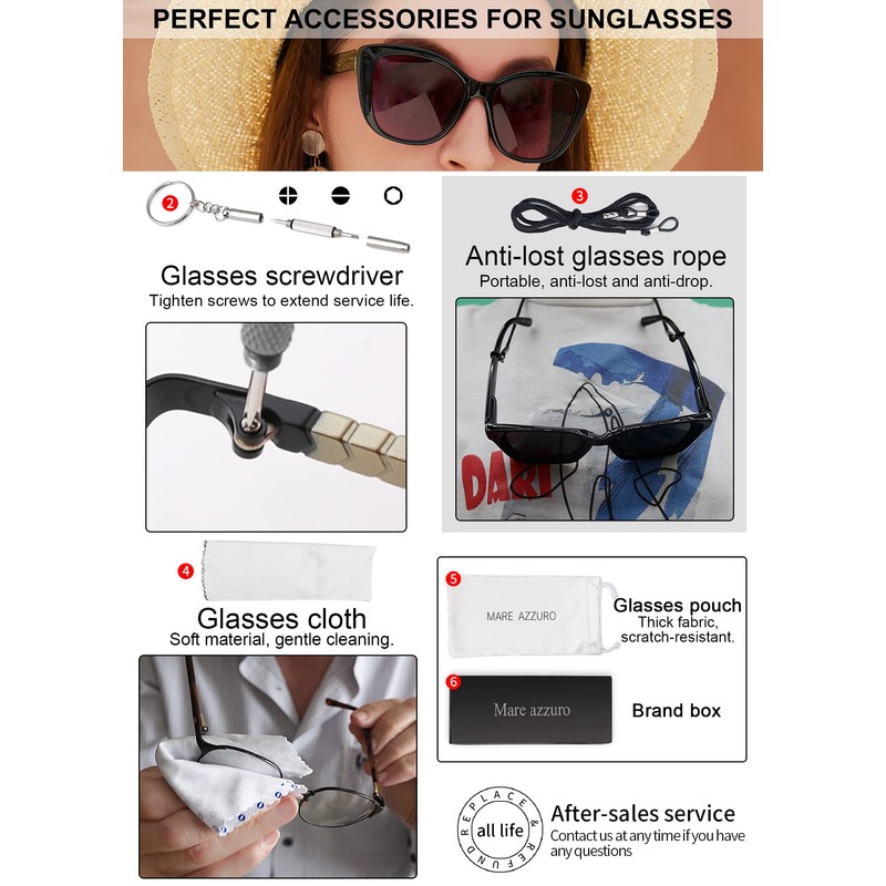 MARE AZZURO Cat Eye Reading Sunglasses Women Oversized Square Sunglasses