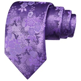 GUSLESON Lavender Purple Tie for Men Wedding Fashion Floral Necktie for Party (1037-21)