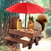 Squirrel Feeder Picnic Table with Umbrella, Wooden Squirrel Feeders for