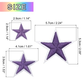sourcing map Star Iron on Patches Embroidered Sew Patches 2.9/4.1/5.7x2.9/3.9/5.3cm Appliques Garment Embellishments for Clothing Repair Backpack Decoration Light Purple Pack of 30