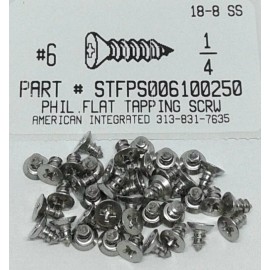 AMERICANINTEGRATEDSUPPLY.COM #6x1/4 Undercut Flat Head Phillips Tapping Screws Stainless Steel (60)