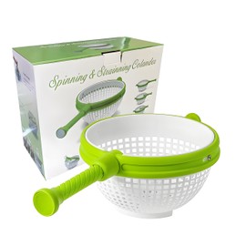 2-in-1 Collapsible Salad Spinner & Vegetable Dryer，Rotary Drainer Basket，Manual Hand-Crank Spin Dryer for Greens，Fruits，Herbs with Non-Slip Base & Splash-Proof Design