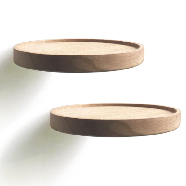 anaan Coracle Wall Shelf, Round, Floating Shelf, Wood, Small Shelves,