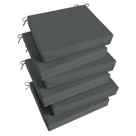 Basic Beyond Outdoor Chair Cushions for Patio Furniture, Waterproof Outdoor Cushions, Square Corner Patio Chair Cushions Set of 6 with Ties, 18.5"x16"x3", Charcoal Grey