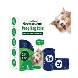 Puppington Certified Home Compostable Poop Bags - ASTM D6400 Compliant - 270 Extra Thick Bags - Plant Based - Pairs with Puppington 3-in-1 Bag & Fits all Standard Poop Bag Dispensers (Navy Blue)