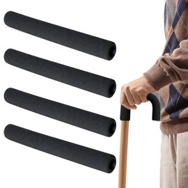 Frienda 4 Pcs Curved Handle Cane Grip Replacement for Standard Handle Canes Black Thick Cushioned Foam Cane Cover Walking Stick Covers for Seniors