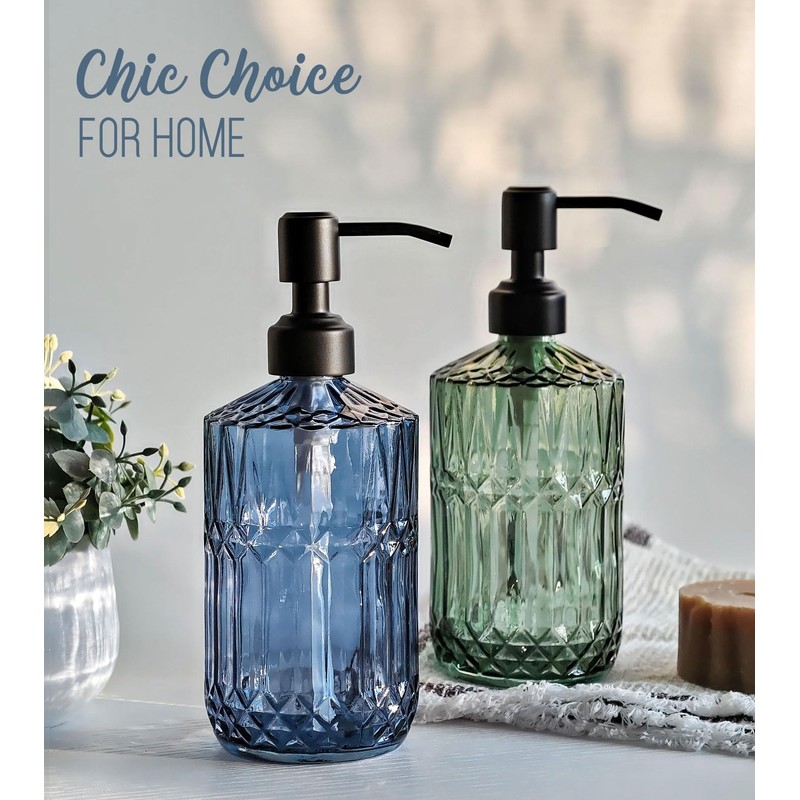 JASAI 18Oz Blue Soap Dispenser with Black Rust Proof Pump,