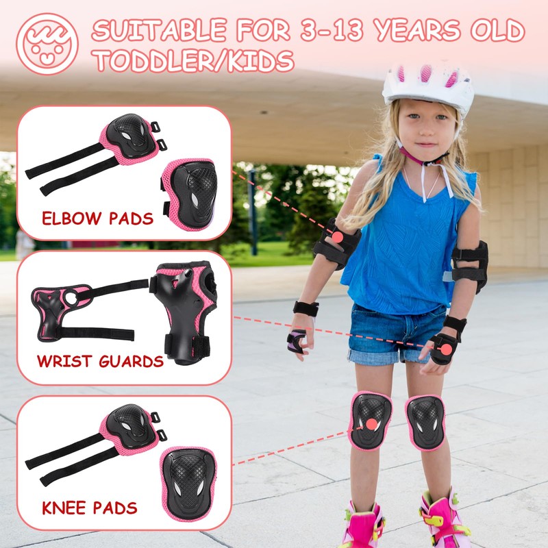 BURSUN Children's Knee Pads, Adjustable Knee Pads, Elbow Pads, Wrist