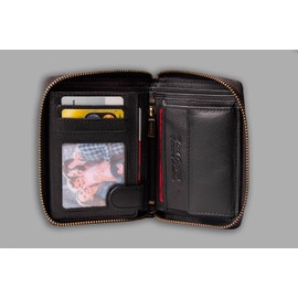 MATADOR Geldbörse Portmonee Geldbeutel Herren Leder mit YKK Metall Reißverschluss | Portemonnaie Geldtasche Kartenetui Brieftasche Herren mit RFID Blocker und Geschenk-Box | Kartenportmonai Schwarz