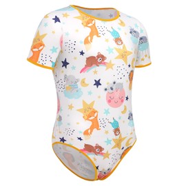 FYMNSI Mens One Piece Romper Pajamas Cute Moon Stars Printed Short Sleeve Bodysuit Pjs Jumpsuit Rompers Leotard Tops Undershirt Sleepwear Nightwear Moon M