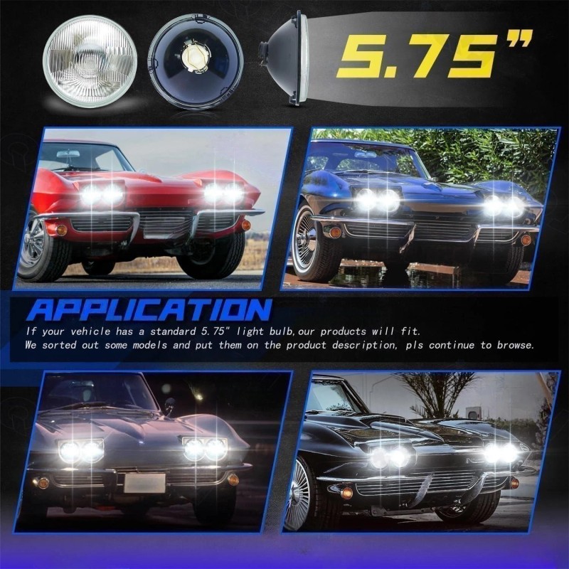 Bricologht 4x 5.75" Round LED Headlights Hi/Lo Beams For for