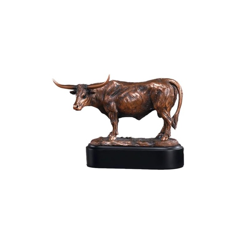 Longhorn Steer Figure Bronze Plated Statue Sculpture