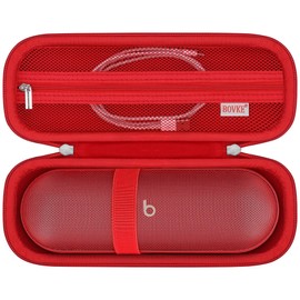 BOVKE Carrying Case Compatible with Beats Pill Wireless Bluetooth Speaker, Beats Pill Portable Speaker Holder Bag with Extra Mesh Pocket for Charging Cables, Red