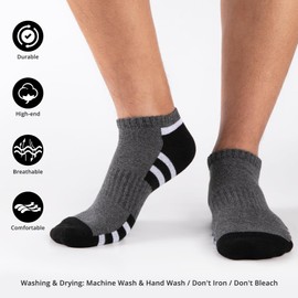 COOVAN Mens 12 Pack Athletic Ankle Socks, Mens Cushioned Comfortable Low Cut Sock 12 Pairs