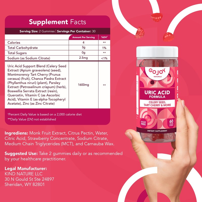 GOJOY NATURALS Uric Acid Support Formula for Adults - Tart