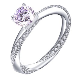 YL Women's Ring 925 Sterling Silver with 5A Cubic Zirconia Engagement Ring Wedding Ring for Bride, Silver, Alexandrite