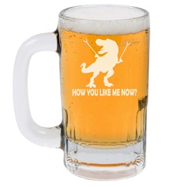 12oz Beer Mug Stein Glass T-Rex Dinosaur How You Like Me Now Funny