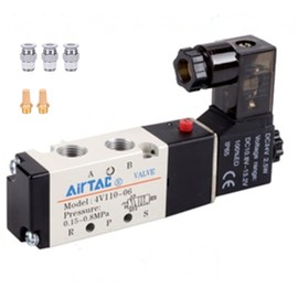 Solenoid Valve 1/8"PT Pneumatic AirTAC 4V110-06 Air 12V/24V/110V/220V Single Coil Pilot-Operated Electric 2 Position 5 Way Connection Type (4V110 PT1/8, AC110V)