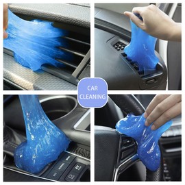 2 Pcs Car Cleaning Gel, Dust Cleaning Gel, Car Interior Accessories for Keyboard, Computer Mouse, Air Conditioning Vents and Other Crevice Cleaning, Reusable Car Cleaning Kit